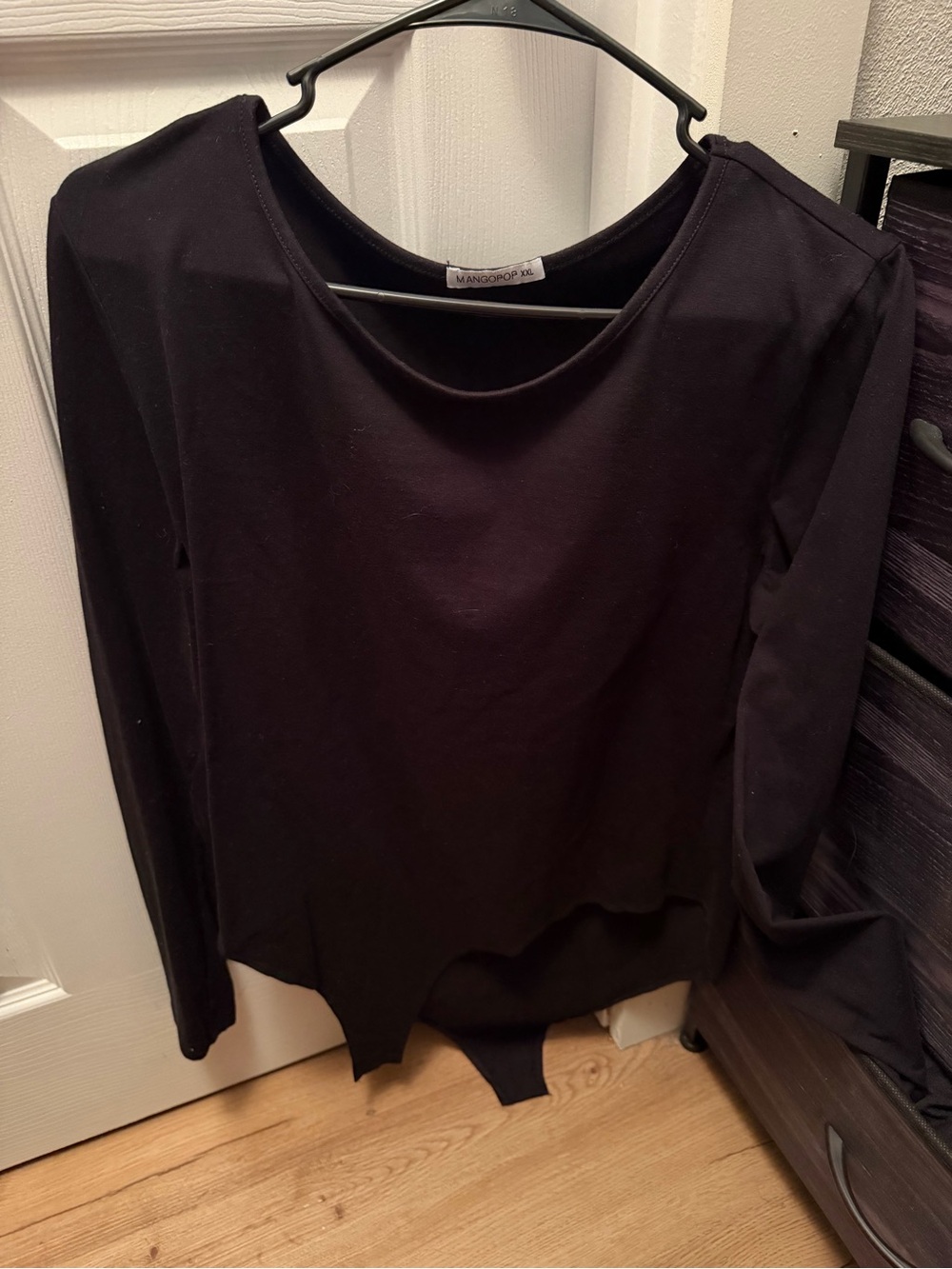 Mango Black Long-Sleeve Scoop-Neck Bodysuit